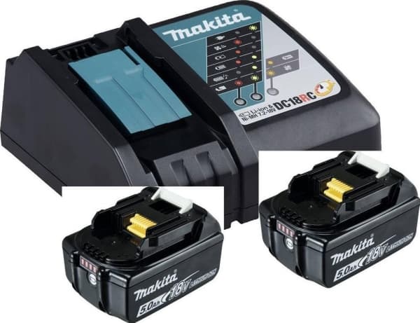 Makita DC18RC - Batterilader + batteri 2 x - Li-Ion - 5 Ah - 90 Wh - 1 x batterier lades
