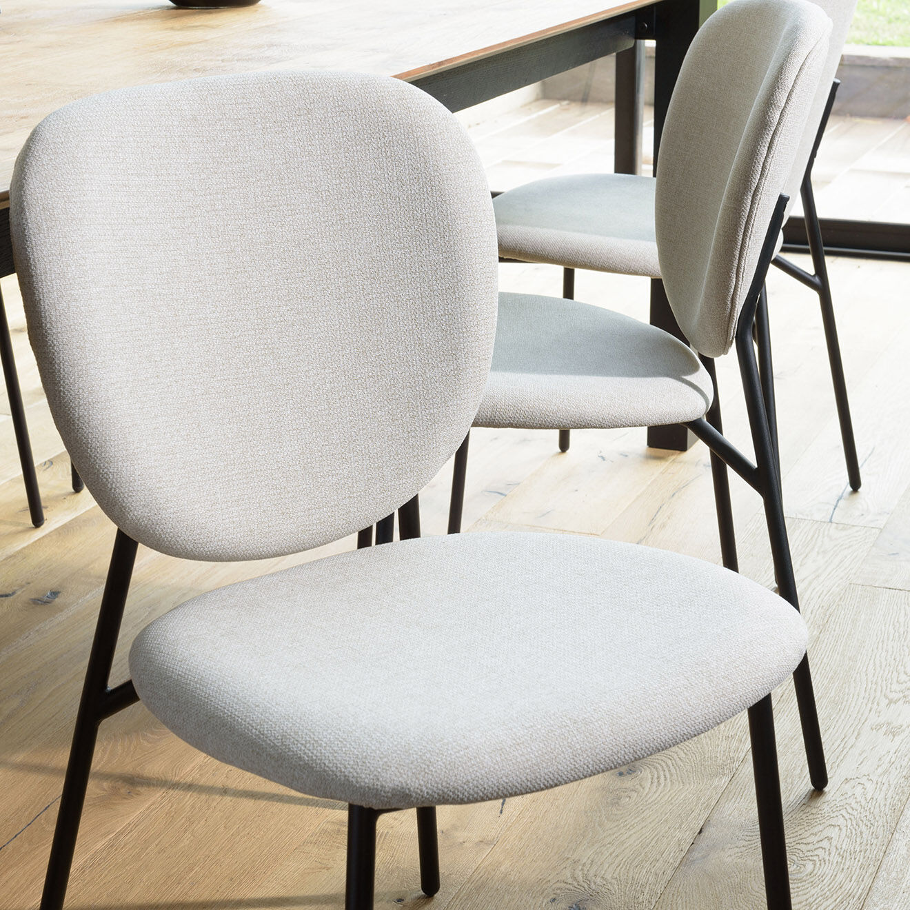 Macabane 2 Chaises en Tissu Tom écru - 48x56x83 cm