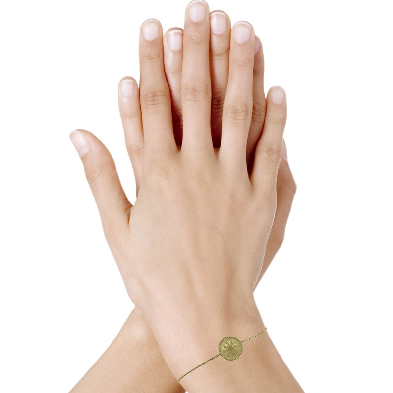 Bracelet Plaqué Or Médaille Ronde Soleil