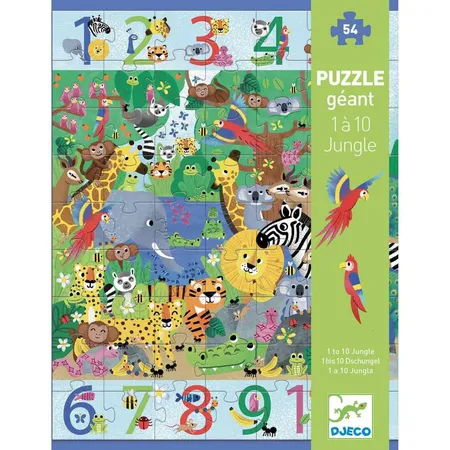 Djeco Bodenpuzzle: 1 bis 10 Dschungel 54 Teile
