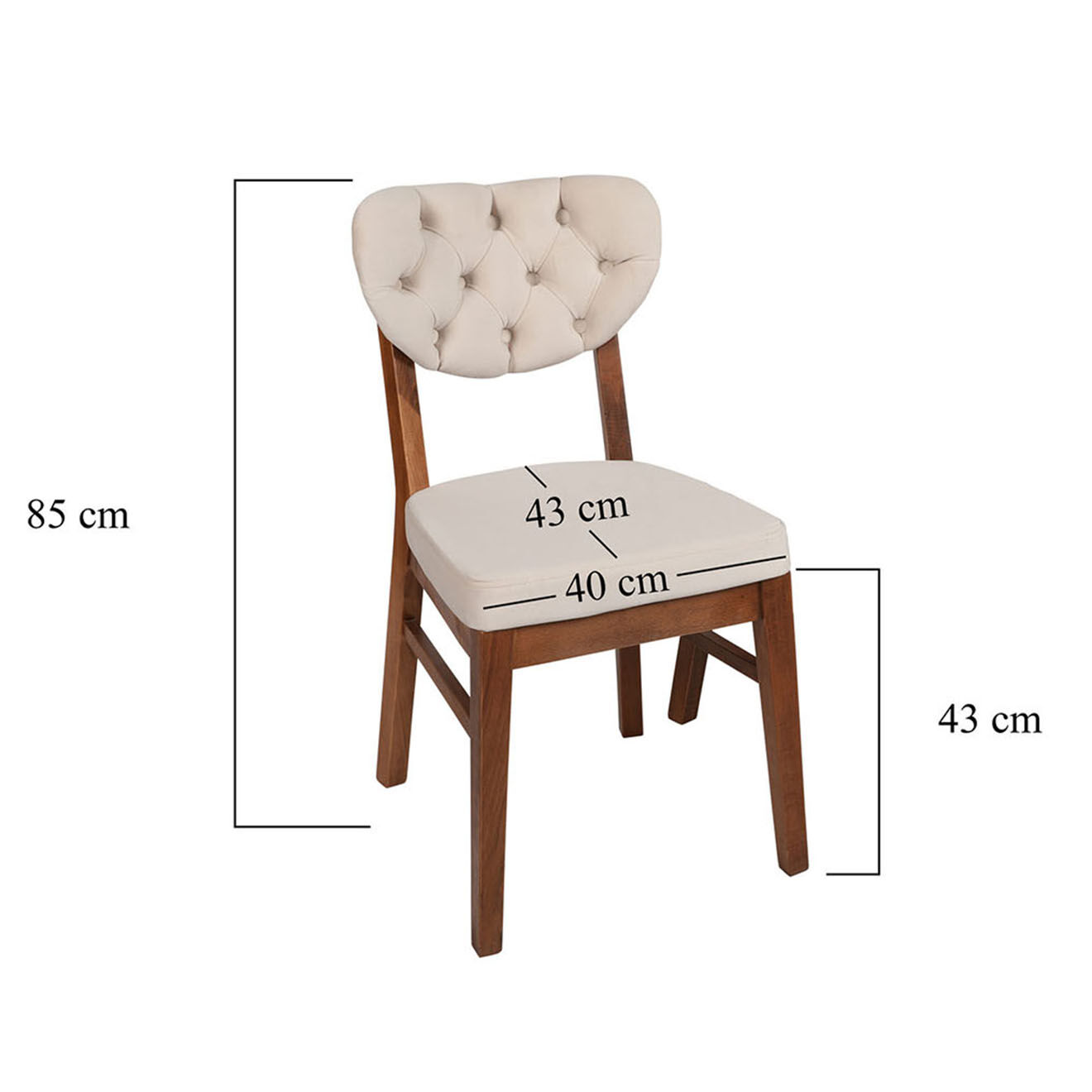 Wooden Art 2 Chaises Elma noyer/beige - 86x41.5x43.5 cm