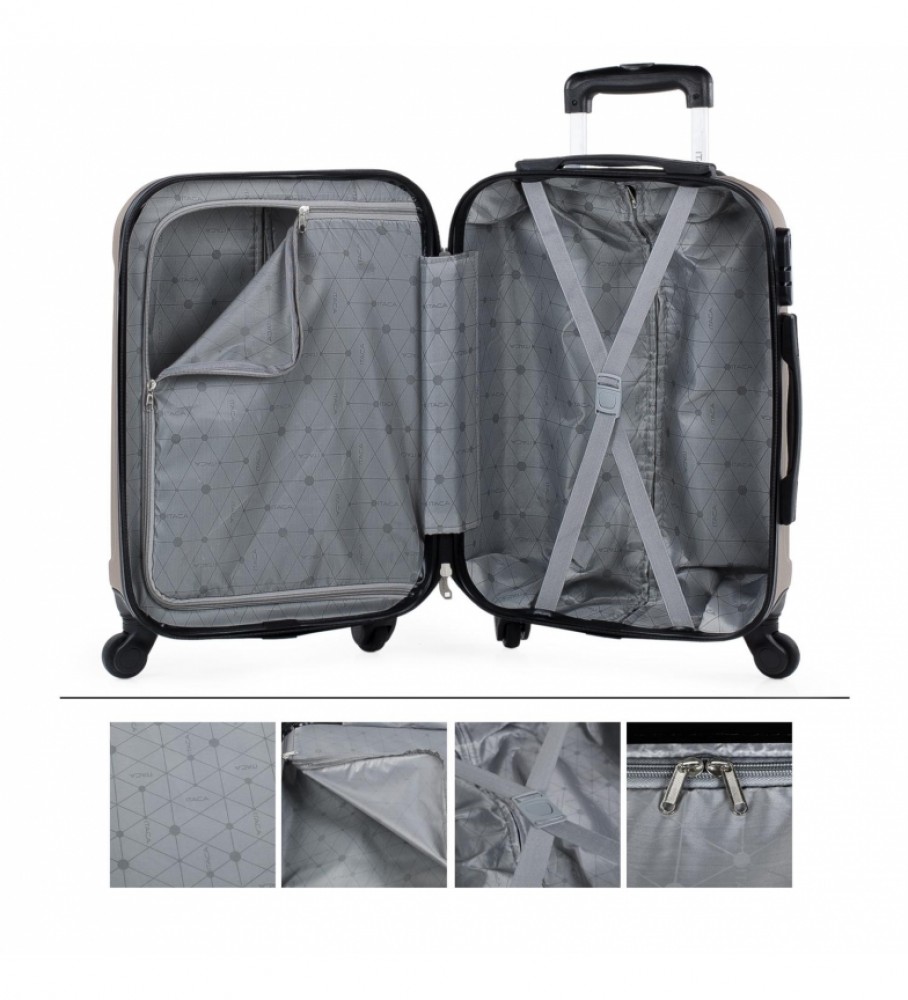 Mala de cabine rígida ITACA com 4 rodas 771150 Champagne - 55x37x20cm -