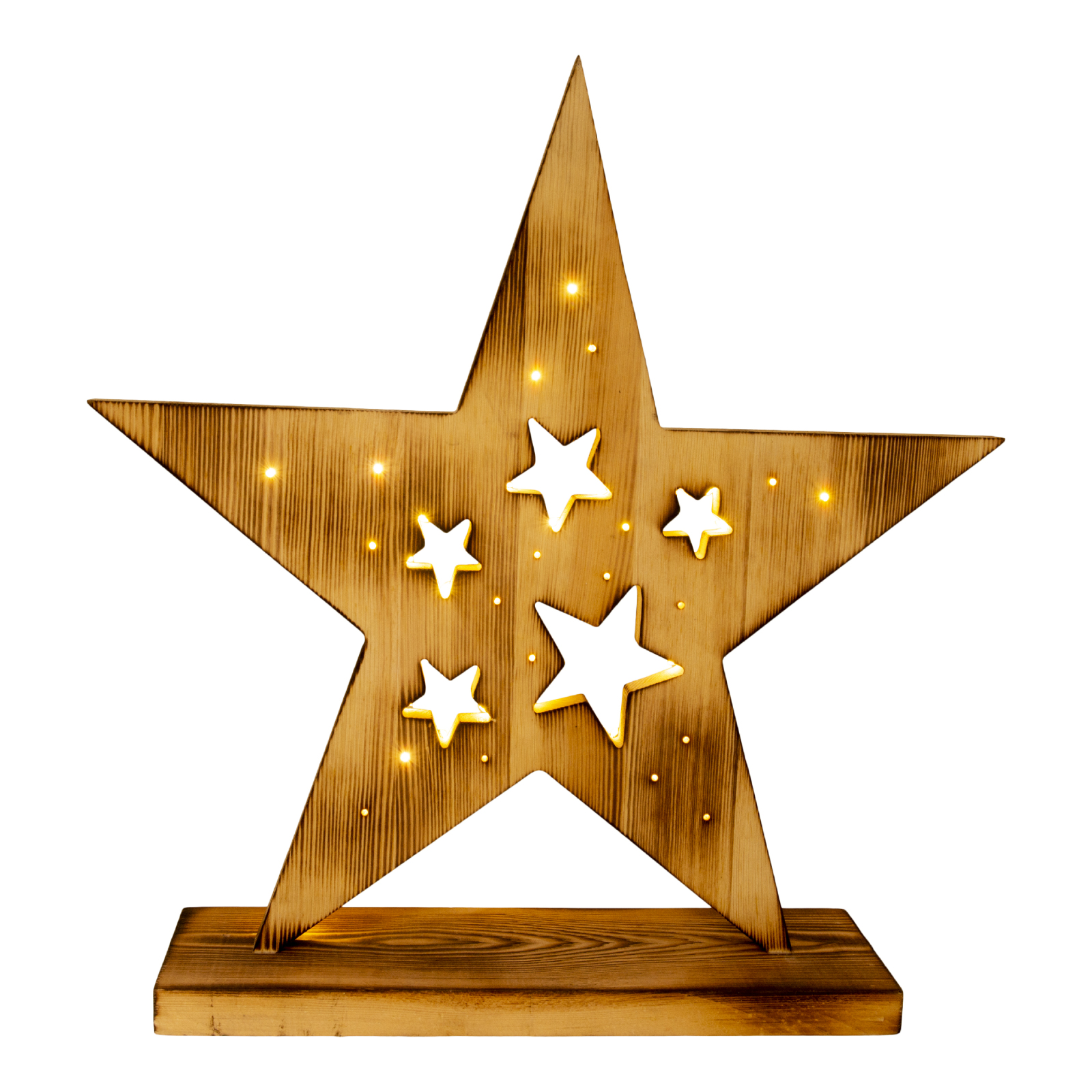 LED-Holzstern - natur - 49 cm hoch