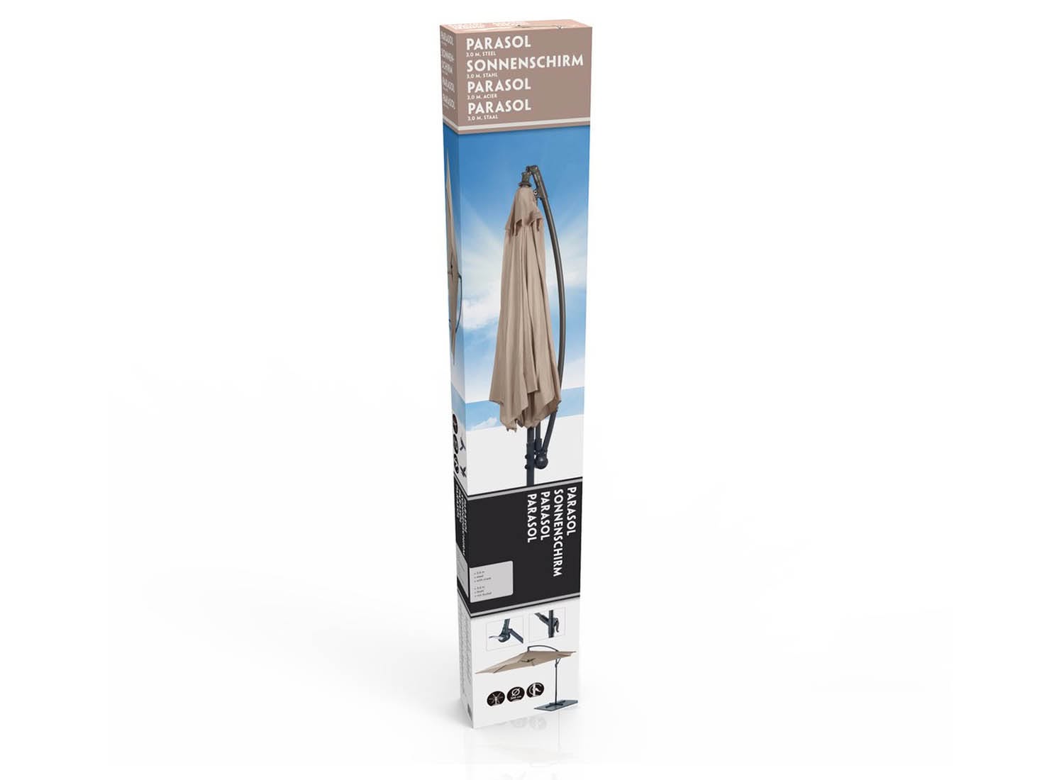 Lifetime Garden Ø300 cm zweefparasol met voet - Taupe