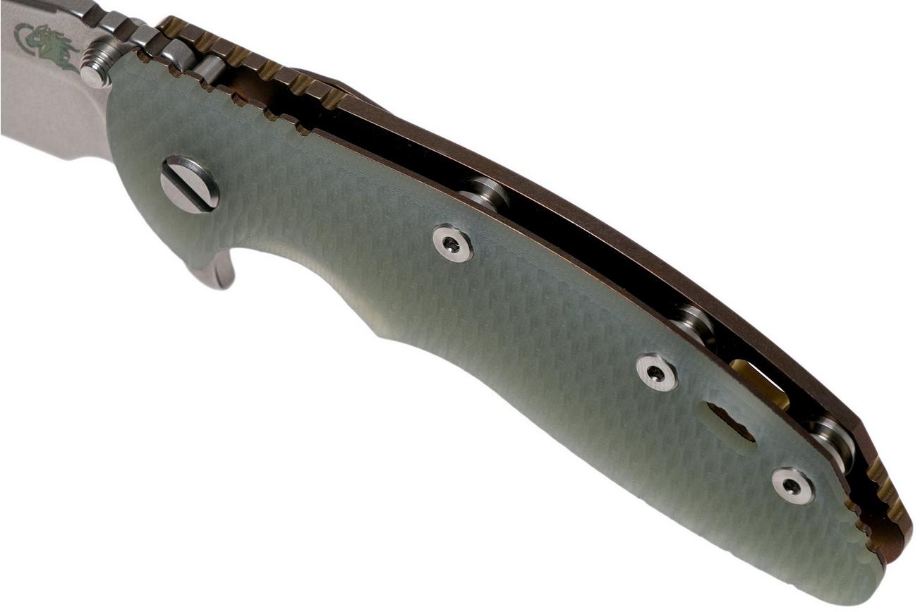 Rick Hinderer XM18 3,5” Spearpoint CPM 20CV Stonewash, Bronze, Translucent G10, zakmes