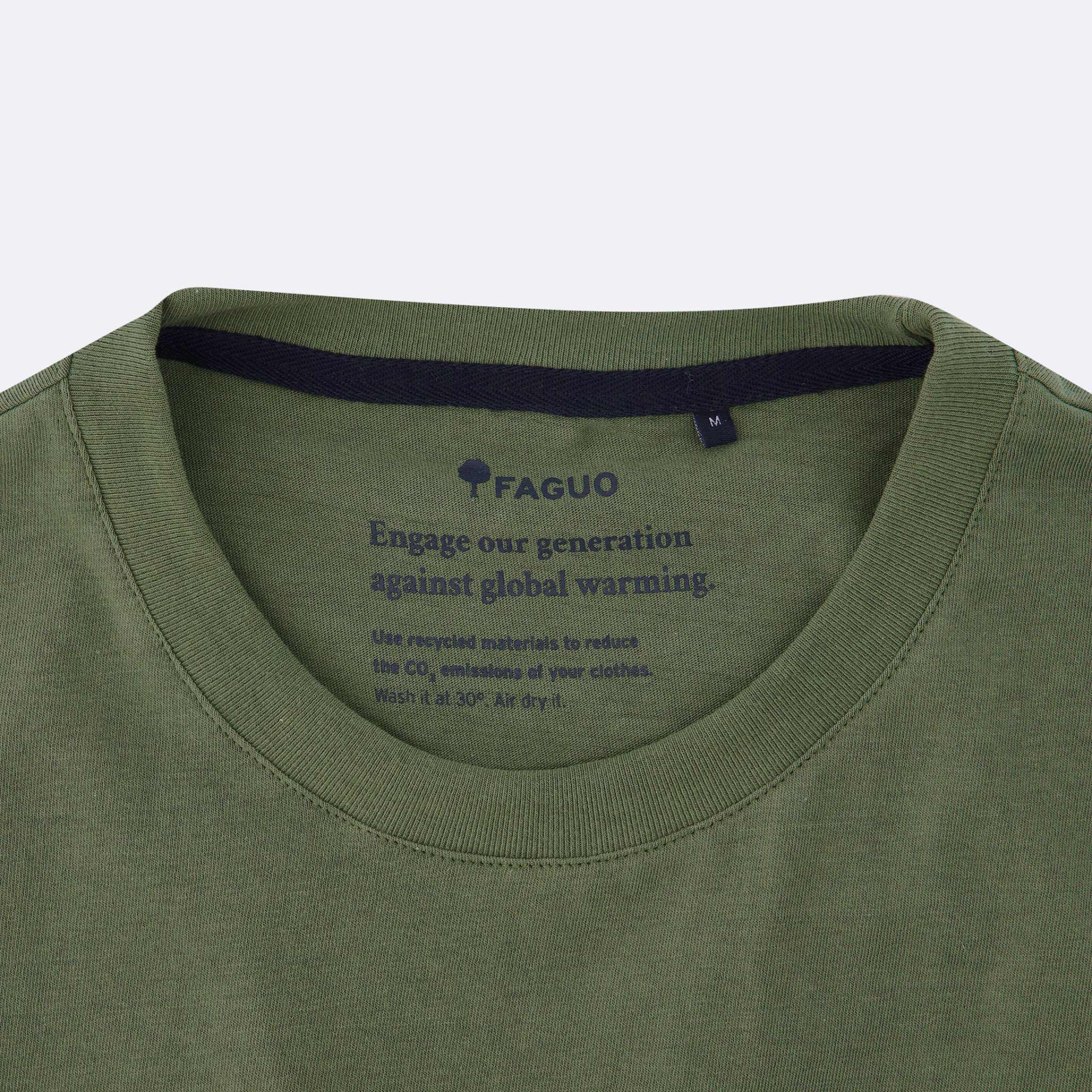 T-shirt col rond kaki coton et coton recyclé - modèle Arcy