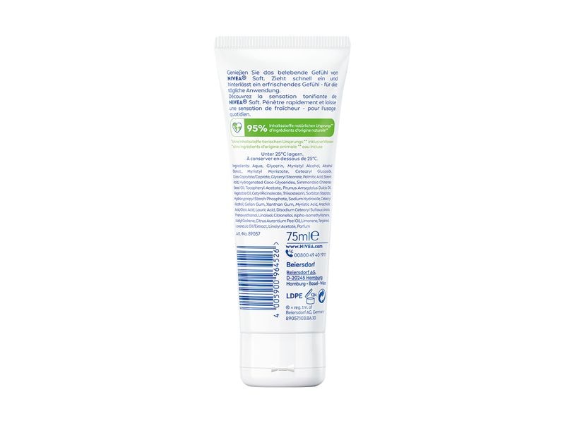 NIVEA Körperpflege Soft Tube 75 ml Körpercreme spendet erfrischende Feuchtigkeit und einen natürlichen Glow