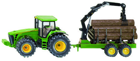 Siku John Deere met Houttransporter - Tractor - Groen