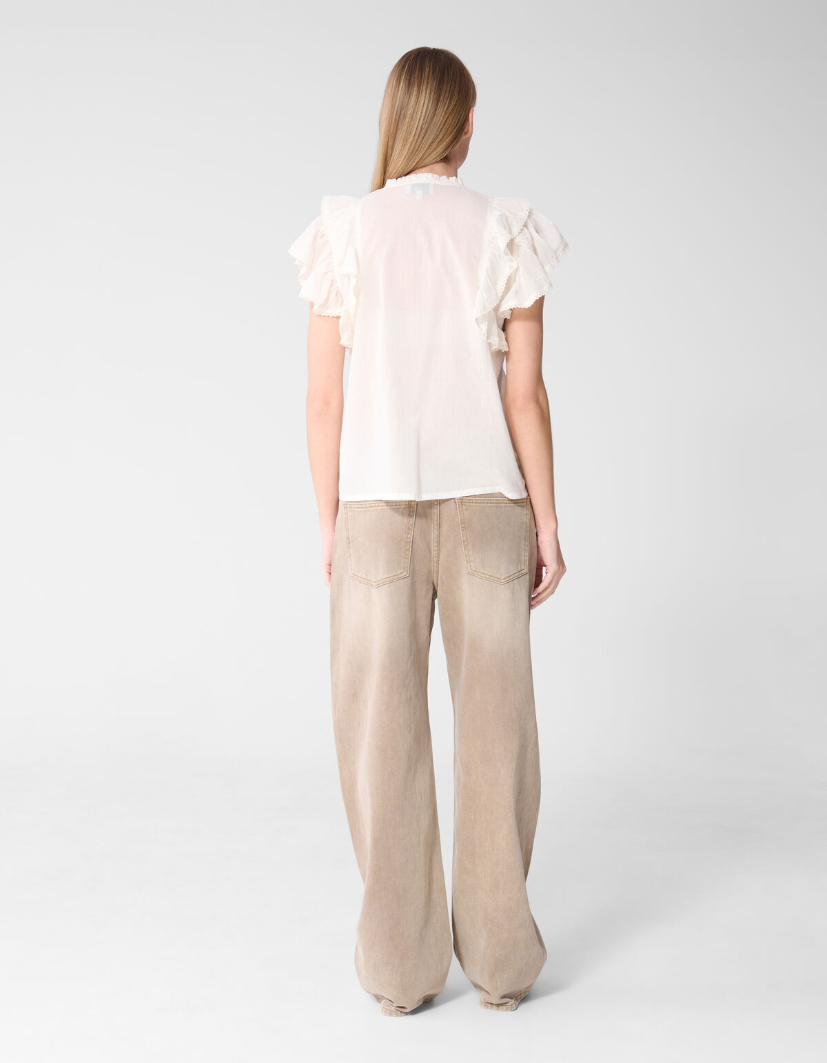 Kanten Ruffle Top Wit