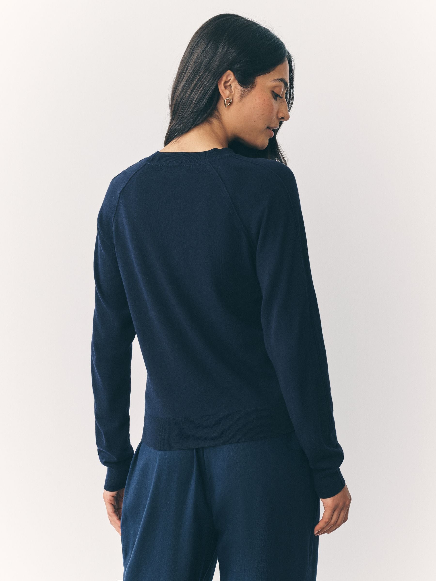 Donkerblauw - Soft Touch Ronde hals Katoen Rijke Trui