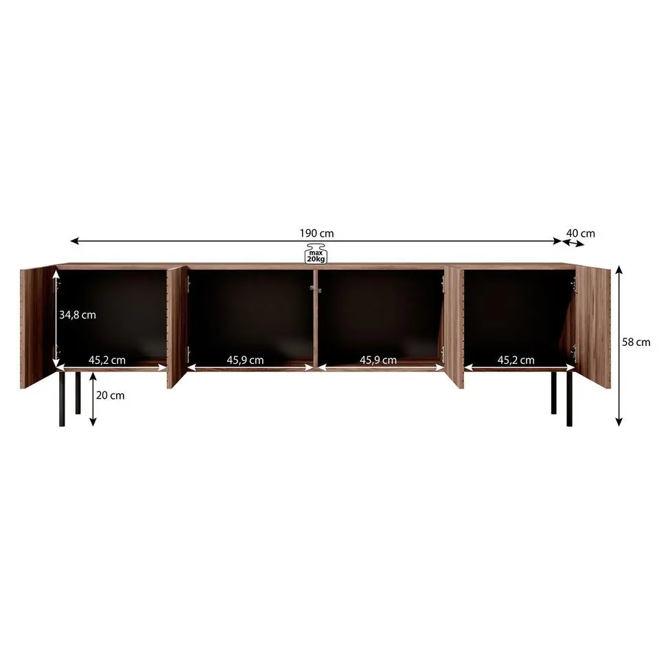 Meubella - TV-Meubel Adelaide - Eiken - 190 cm