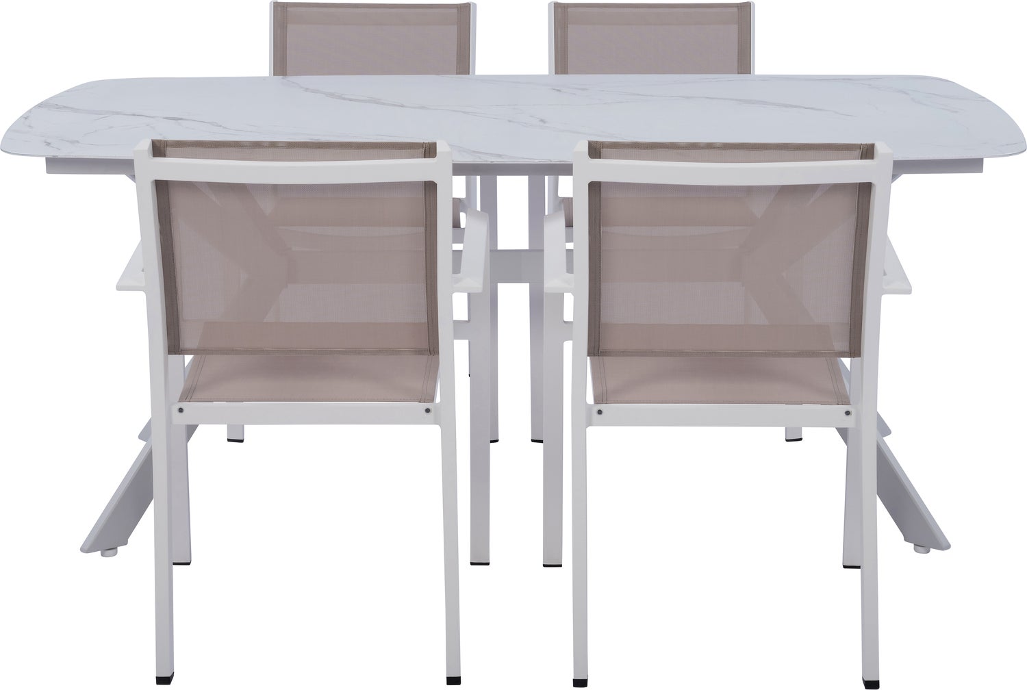 Intratuin 4-zits diningset Lotte met Levi stapelstoel wit