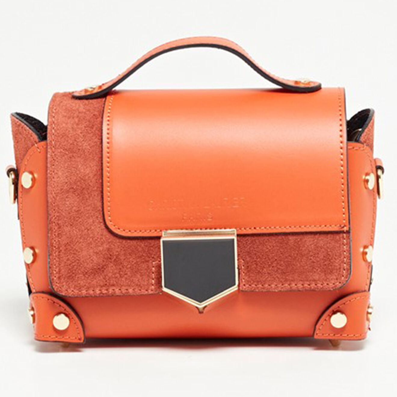 Christian Laurier Sac à main en Velours de Cuir & Cuir Nan orange foncé - 24x16x10 cm