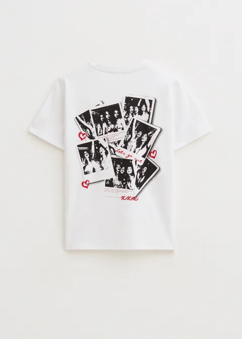 T-shirt met print NY band wit (WIT)