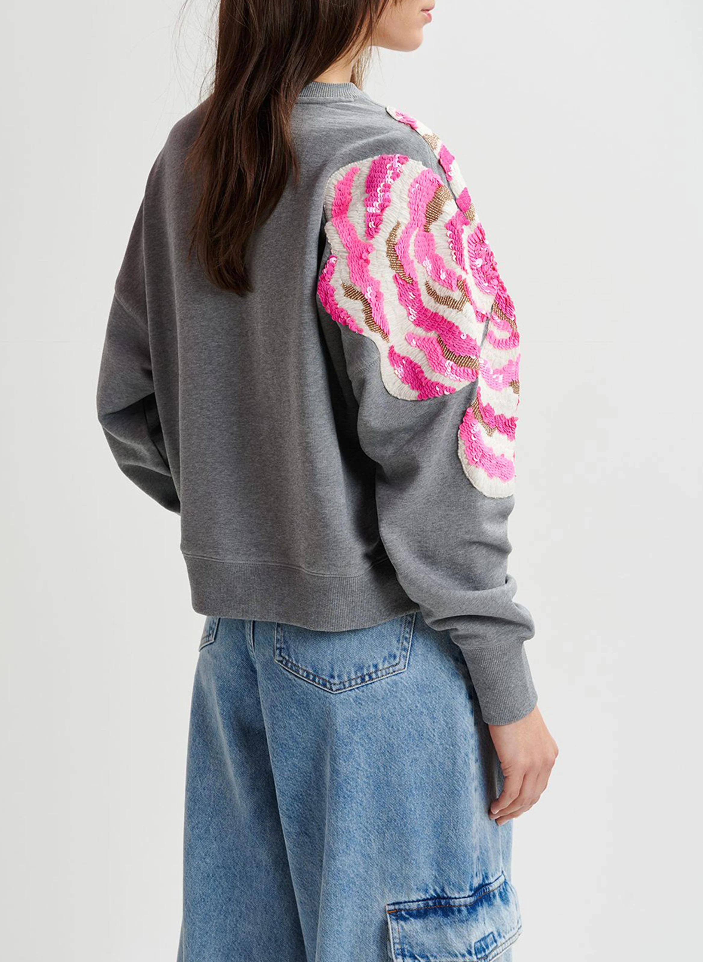 GAG - Sweatshirt oversize brodé en coton bio | Gris