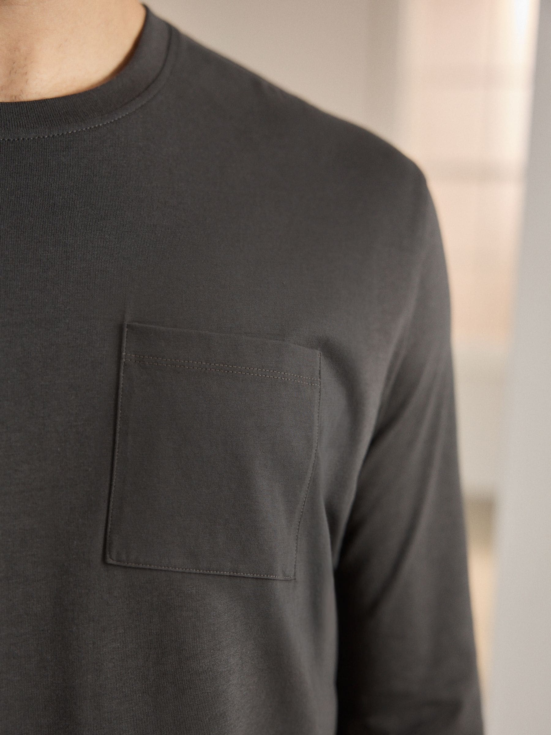 Leisteengrijs/marineblauw - Jersey pyjamaset met lange mouwen