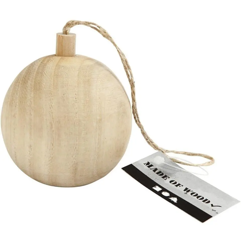 Kerstboom decoratie bal - van licht hout - 6,4 cm