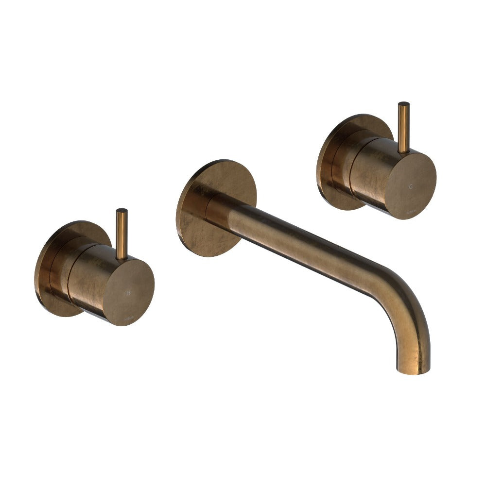 Hotbath Cobber 3-gats inbouw wastafelkraan 18cm verouderd messing
