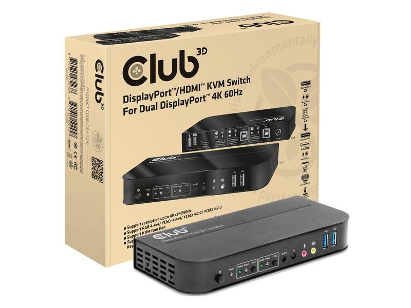 Club 3D KVM Switch CSV-7210 DP/HDMI KVM Switch