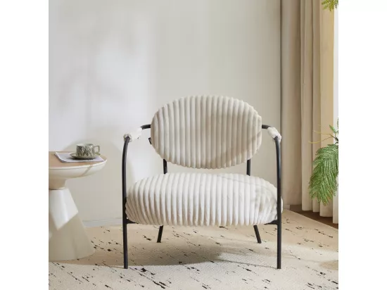 Fauteuil en velours côtelé beige - Léon