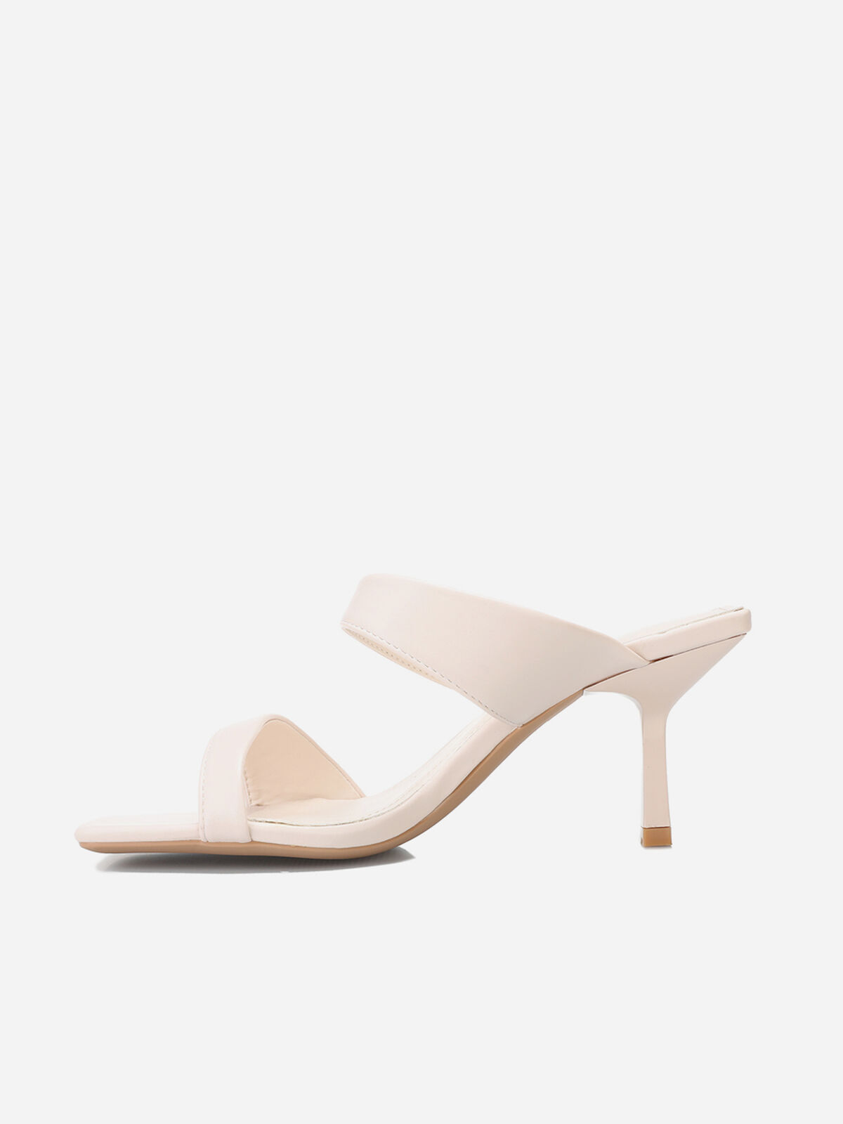 Mules asymétriques et bout carré- Beige