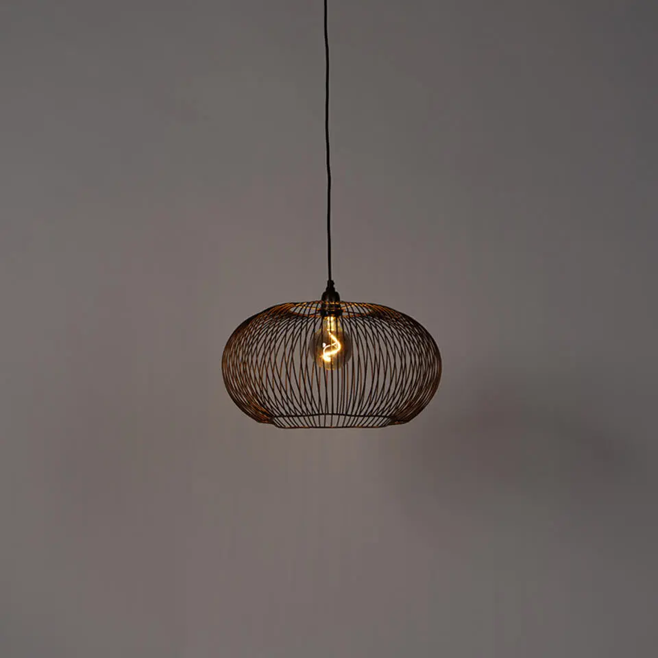 Qazqa hanglampen finn bruin e27