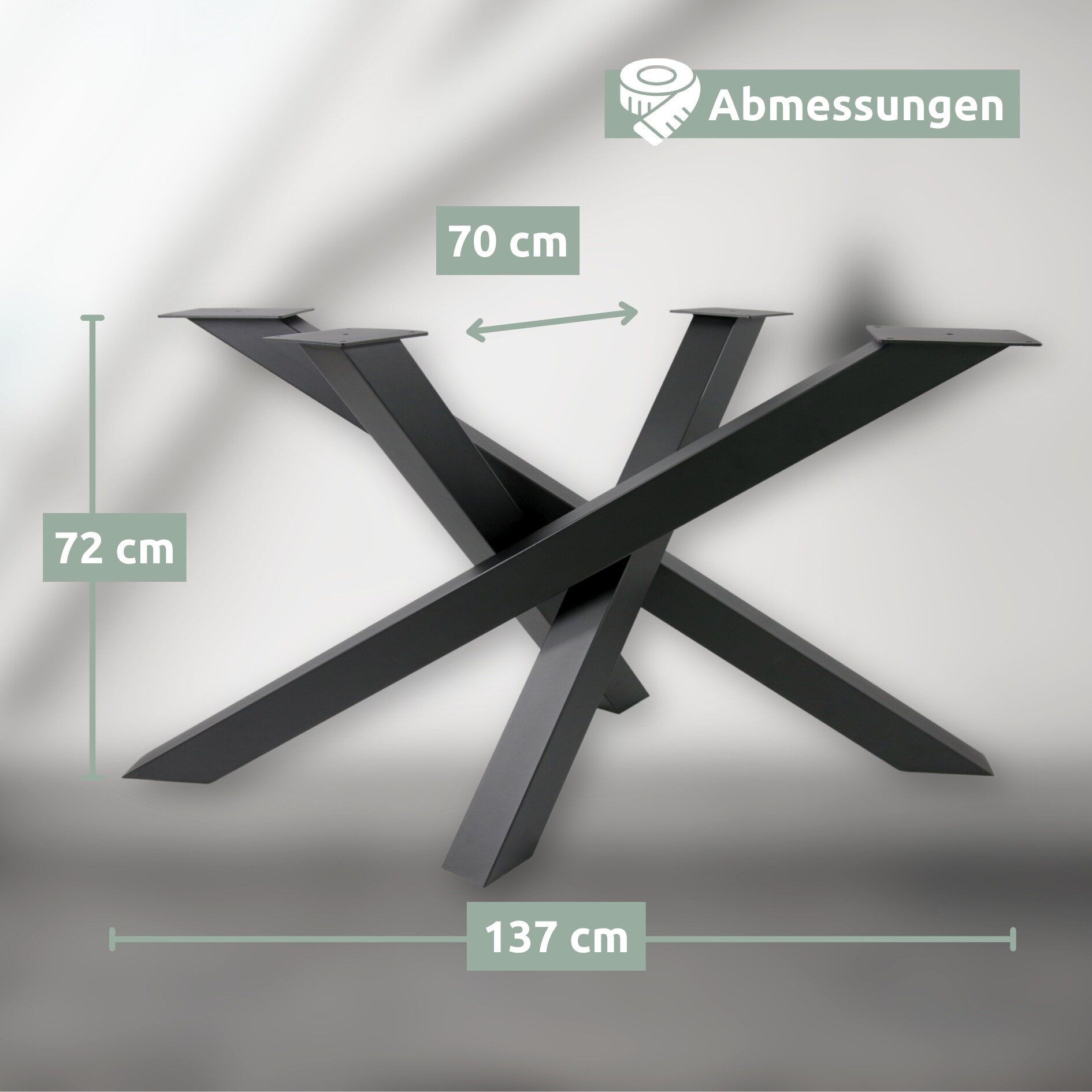 holz4home® Tiempo Spider Tischgestell Mittelfuß metall schwarz