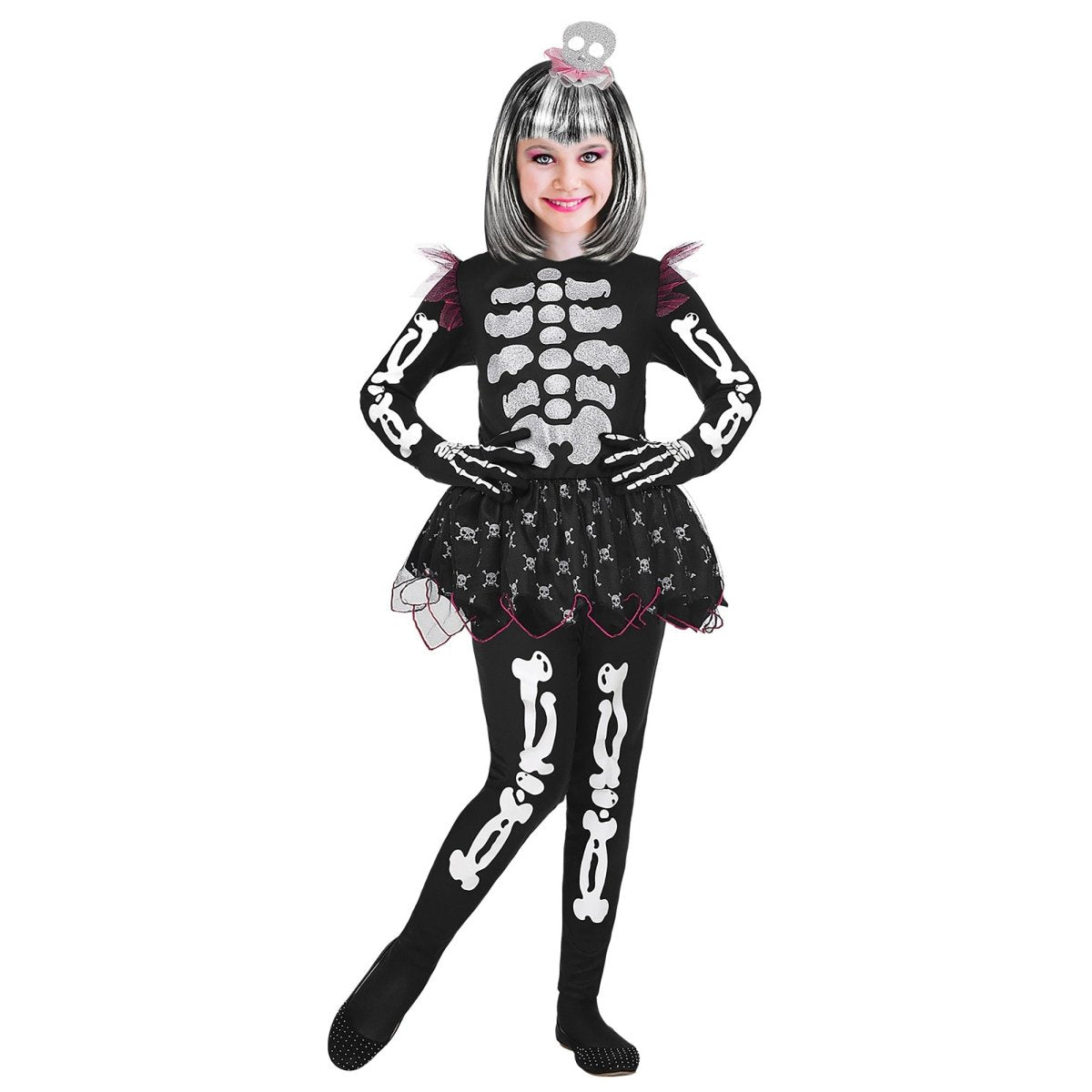 Halloween Kostuum Meisje Skelet 4 delig