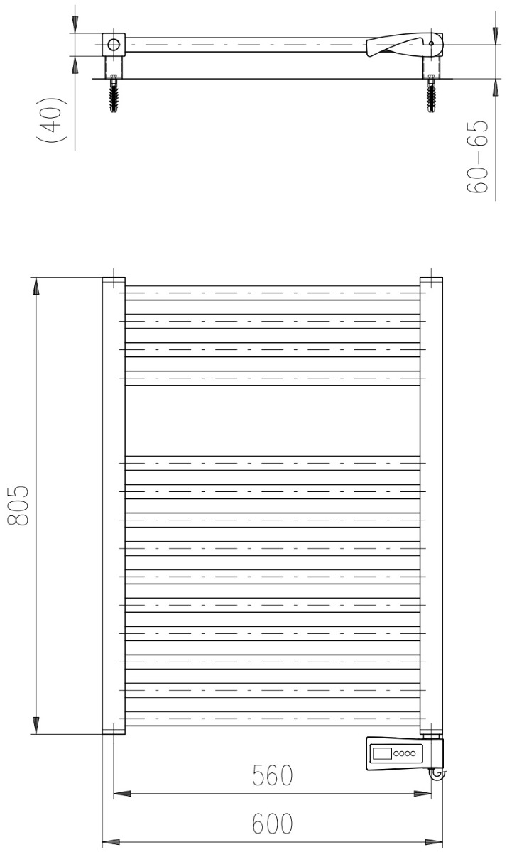 Plieger Roma elektrische handdoekradiator 60x80cm 500W wit glans