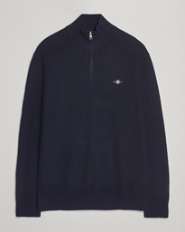 GANT Cotton/Merino Ribbed Half Zip Khaki Melange