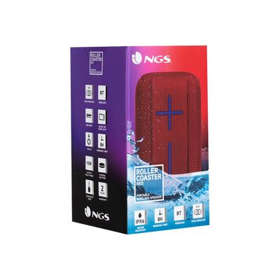 NGS Roller Coaster - mini enceinte waterprof sans fil - bluetooth - rouge