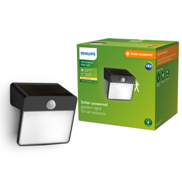 Philips solar wandlamp Yarixa zwart met dag/nachtsensor