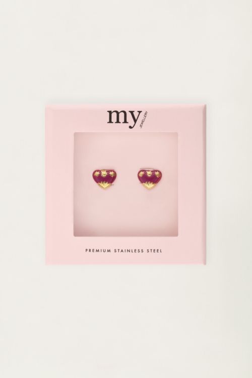 Studs paars mini hart