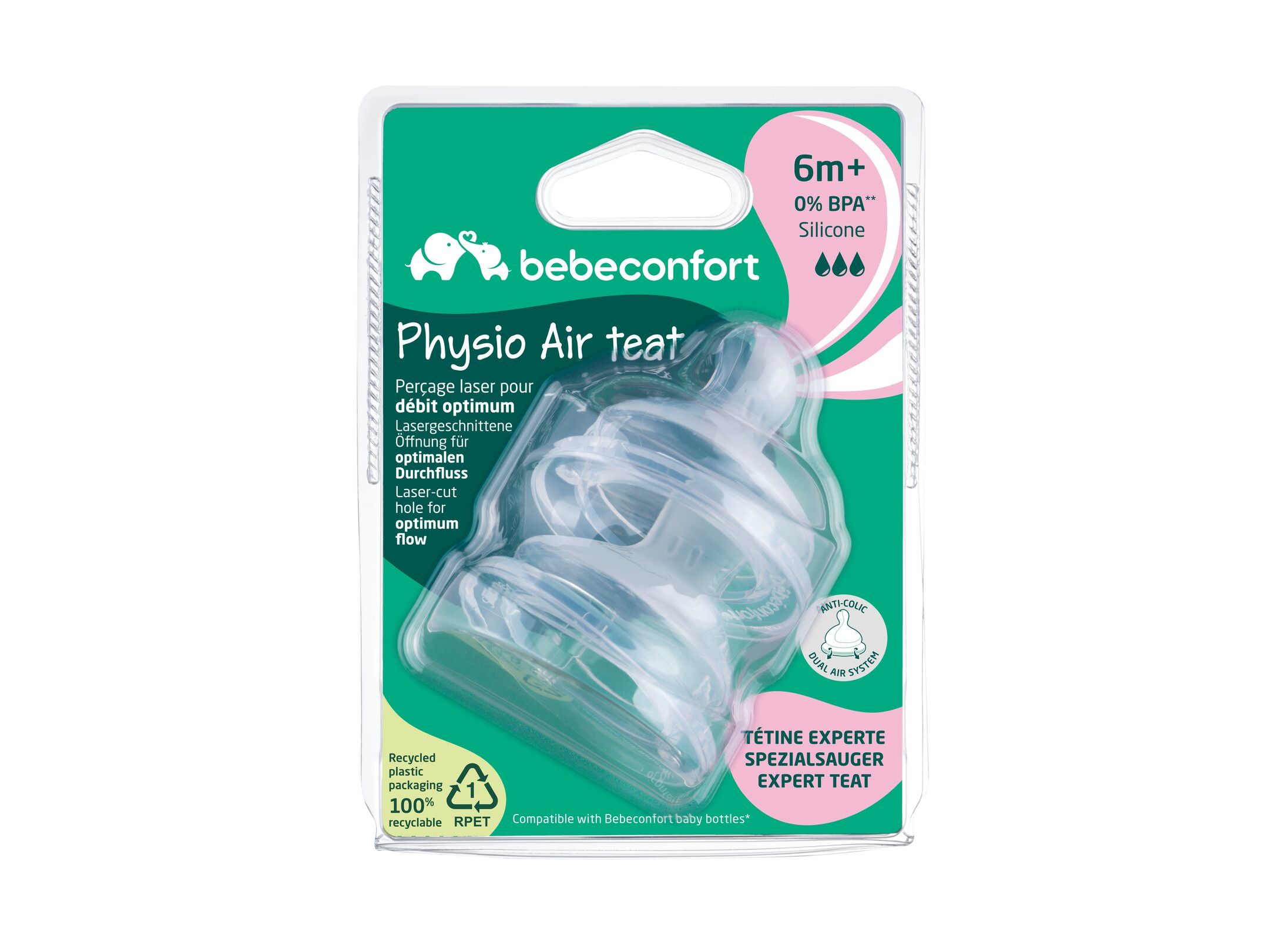 PACK 2 TETINAS BÉBÉCONFORT SILICONE 6M