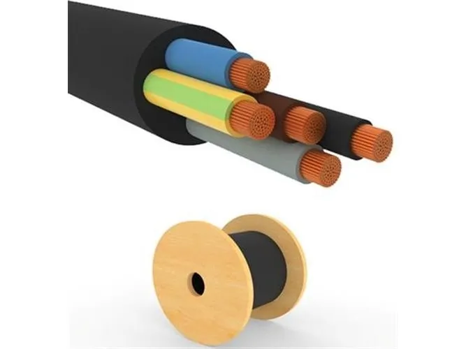 Gummikabel 5G6 mm² H07RN-F sort 450/750V tromle, kabeldiameter 17,9 mm
