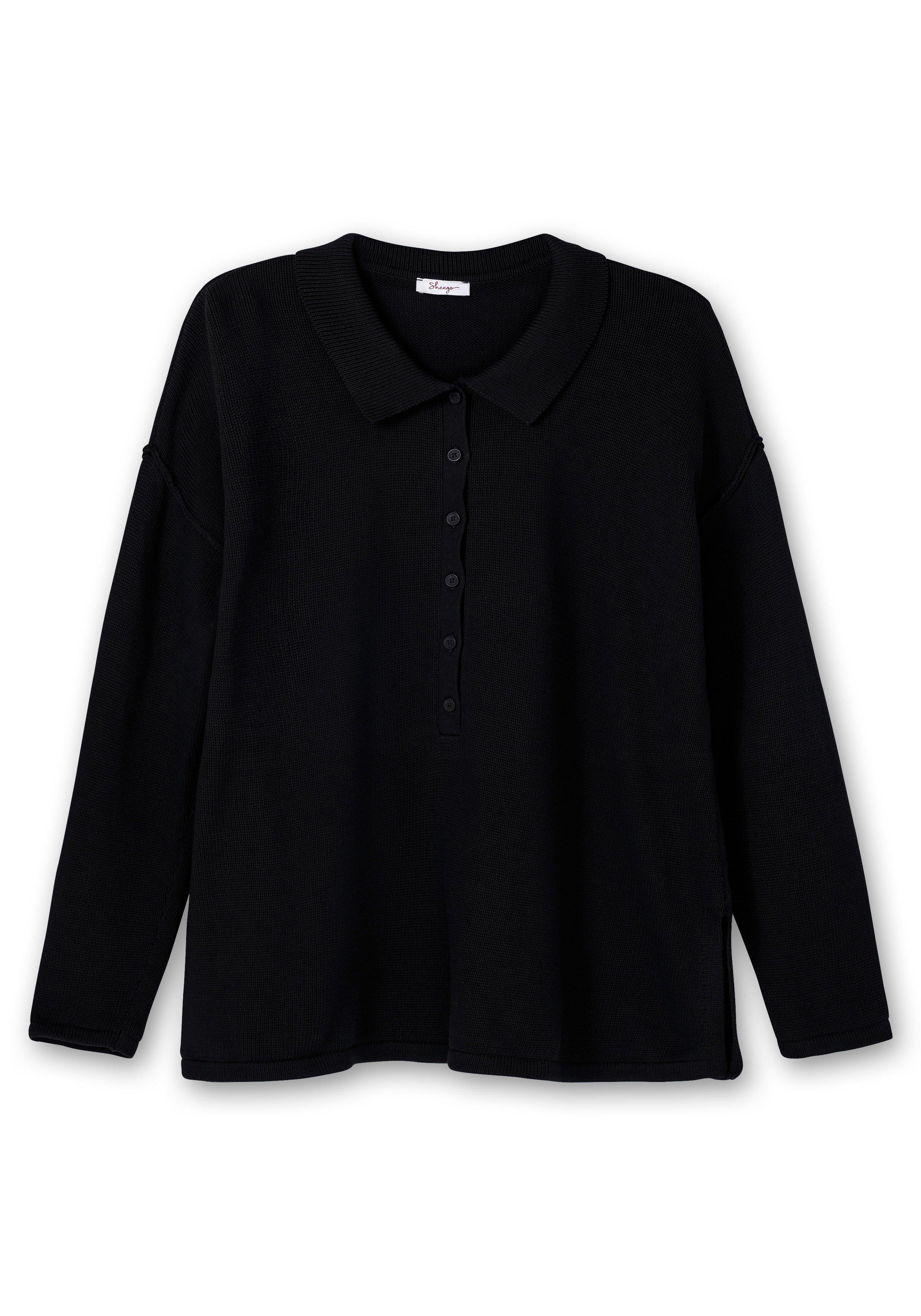 Pullover im Linksstrick, mit Polokragen