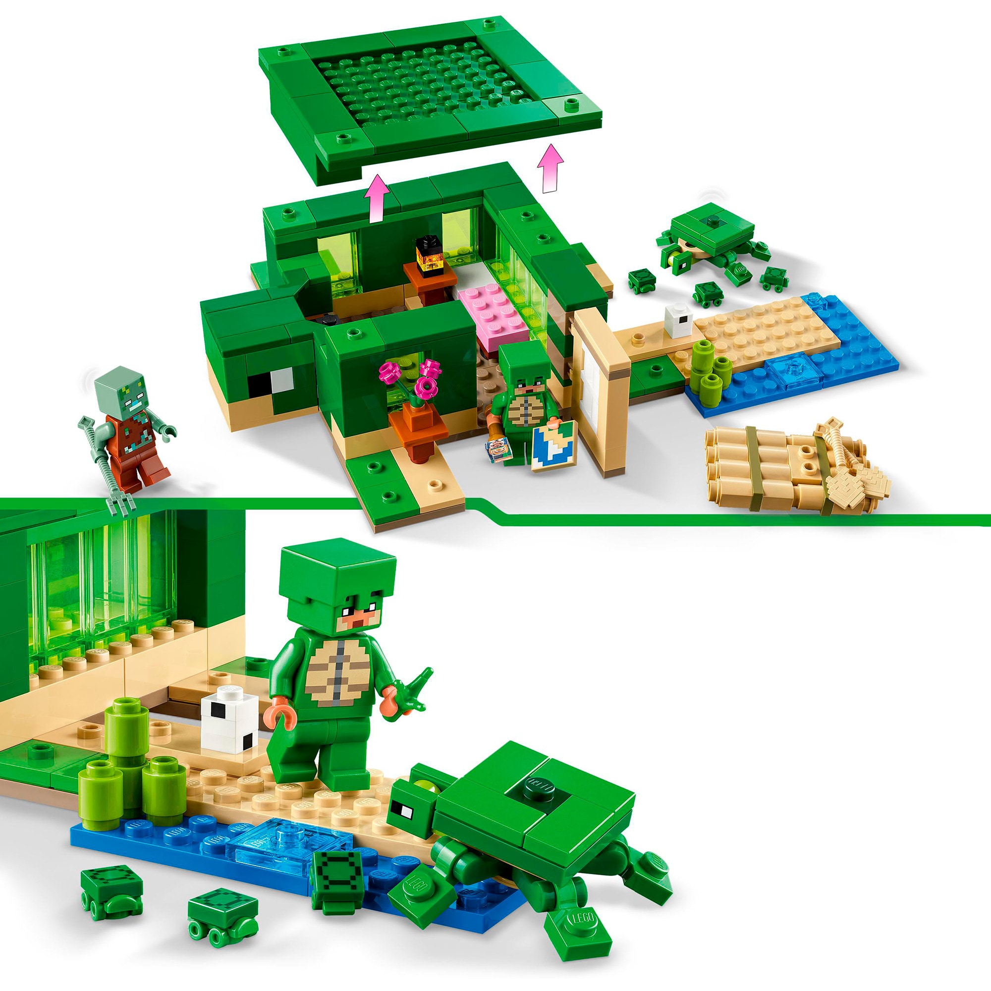 LEGO Konstruktionsspielzeug Minecraft Das Schildkrötenstrandhaus
