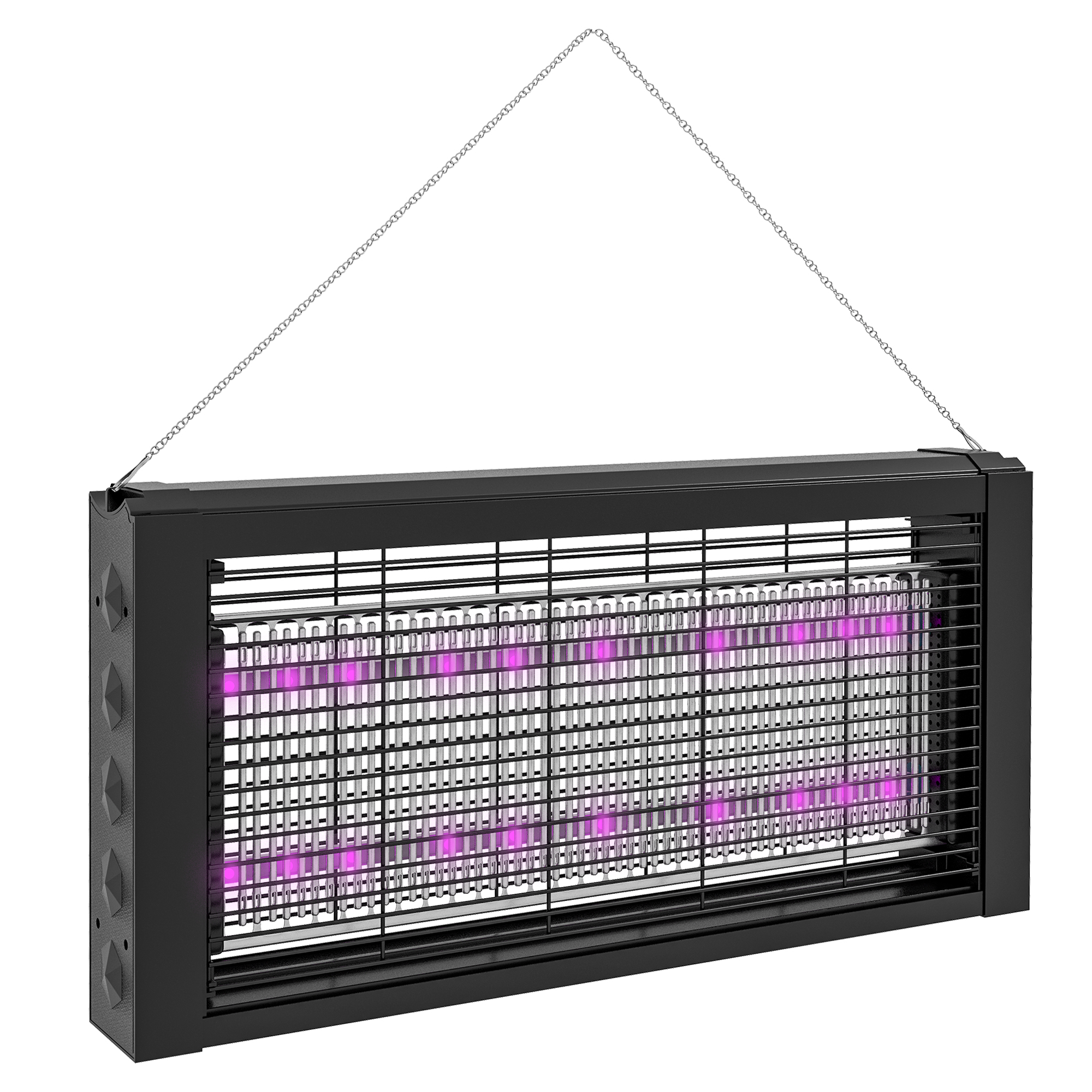 Lâmpada repelente de mosquitos HOMCOM com luzes LED, mata-mosquitos elétrico, cobertura de 60 m², para uso interno, pode ser pendurada ou apoiada em uma superfície, 49 x 6 x 25 cm, preta.