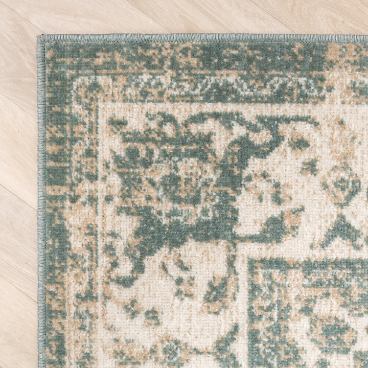 Vintage vloerkleed - Spring Medaillon Groen/Creme