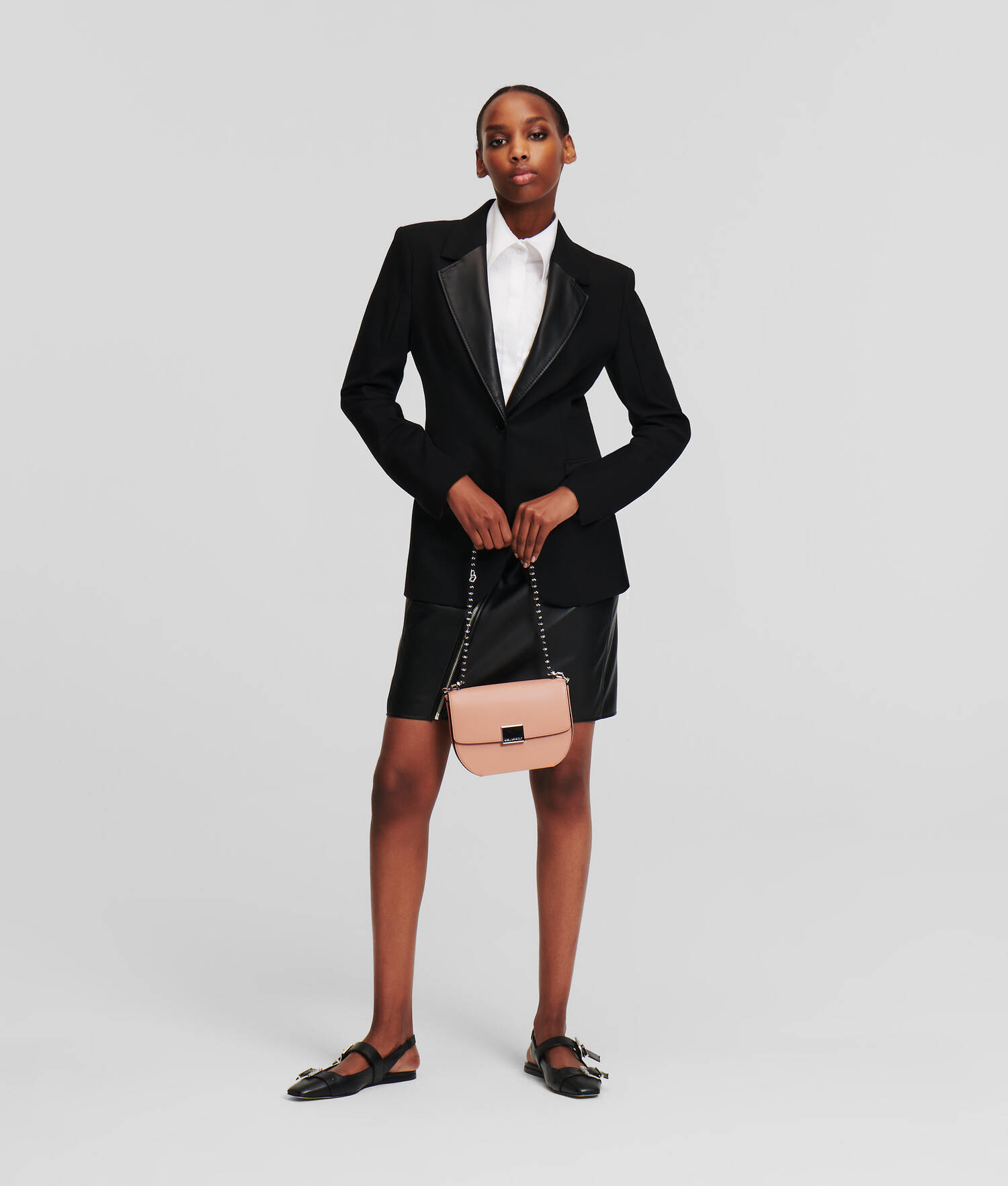 BLAZER À REVERS EN SIMILI-CUIR
