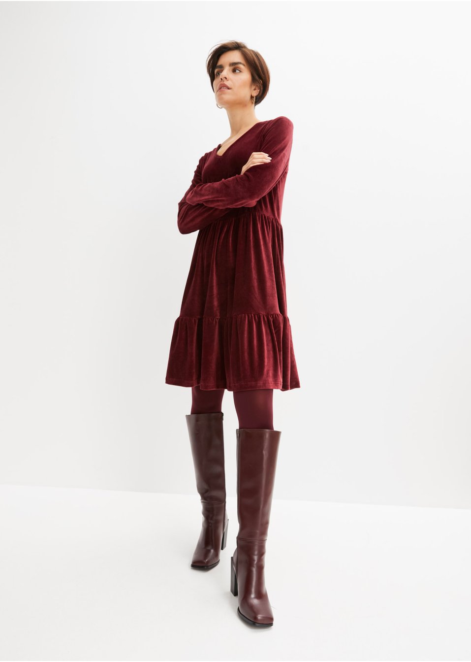Robe en velours côtelé à manches longues