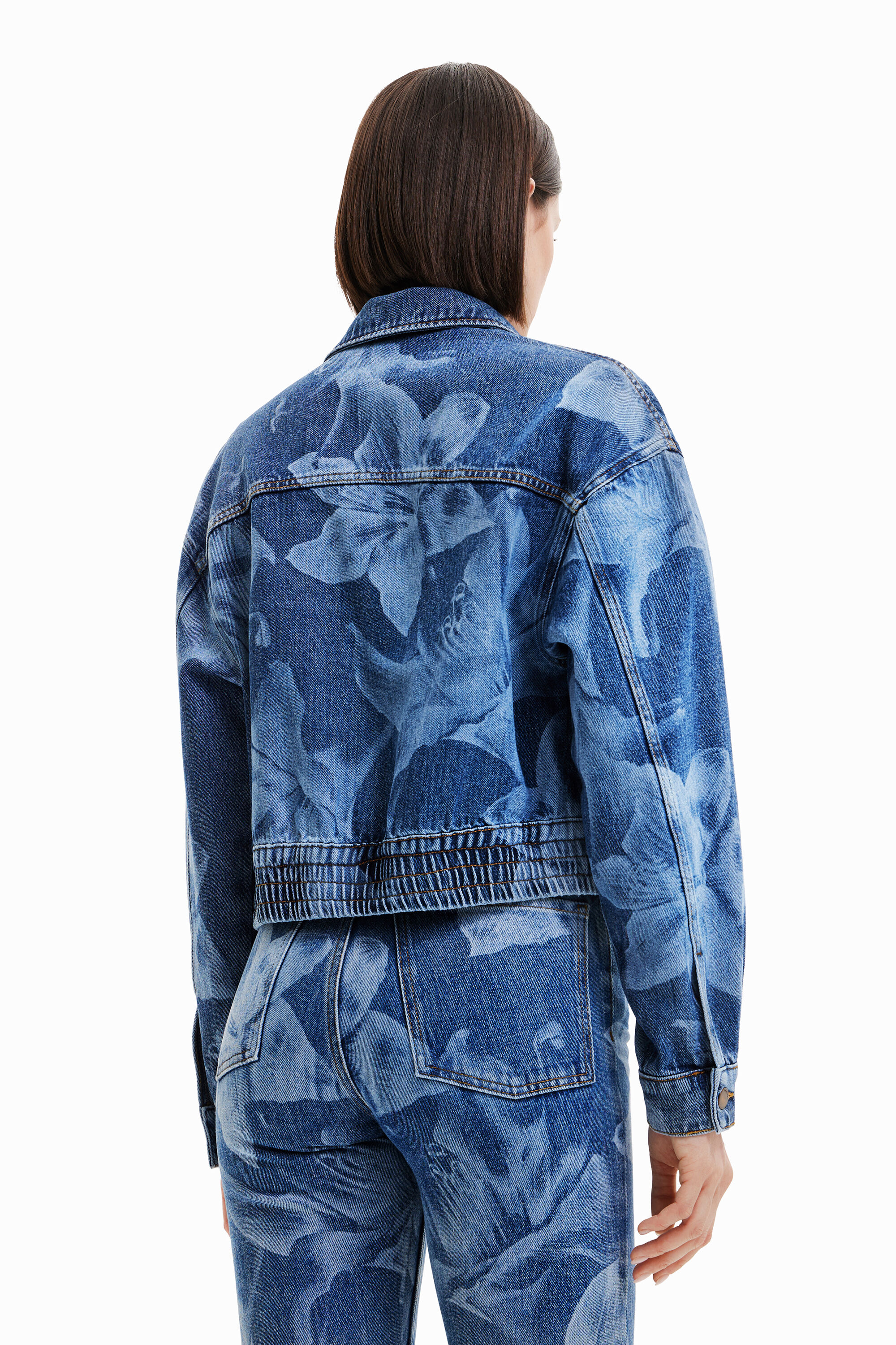 Veste en jean fleurs