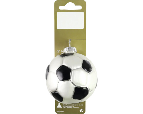 Kerstdecoratie hanger voetbal glas wit