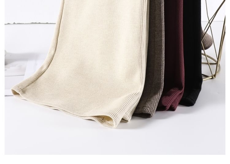 Klevy - Hoge taille effen corduroy wijde broek
