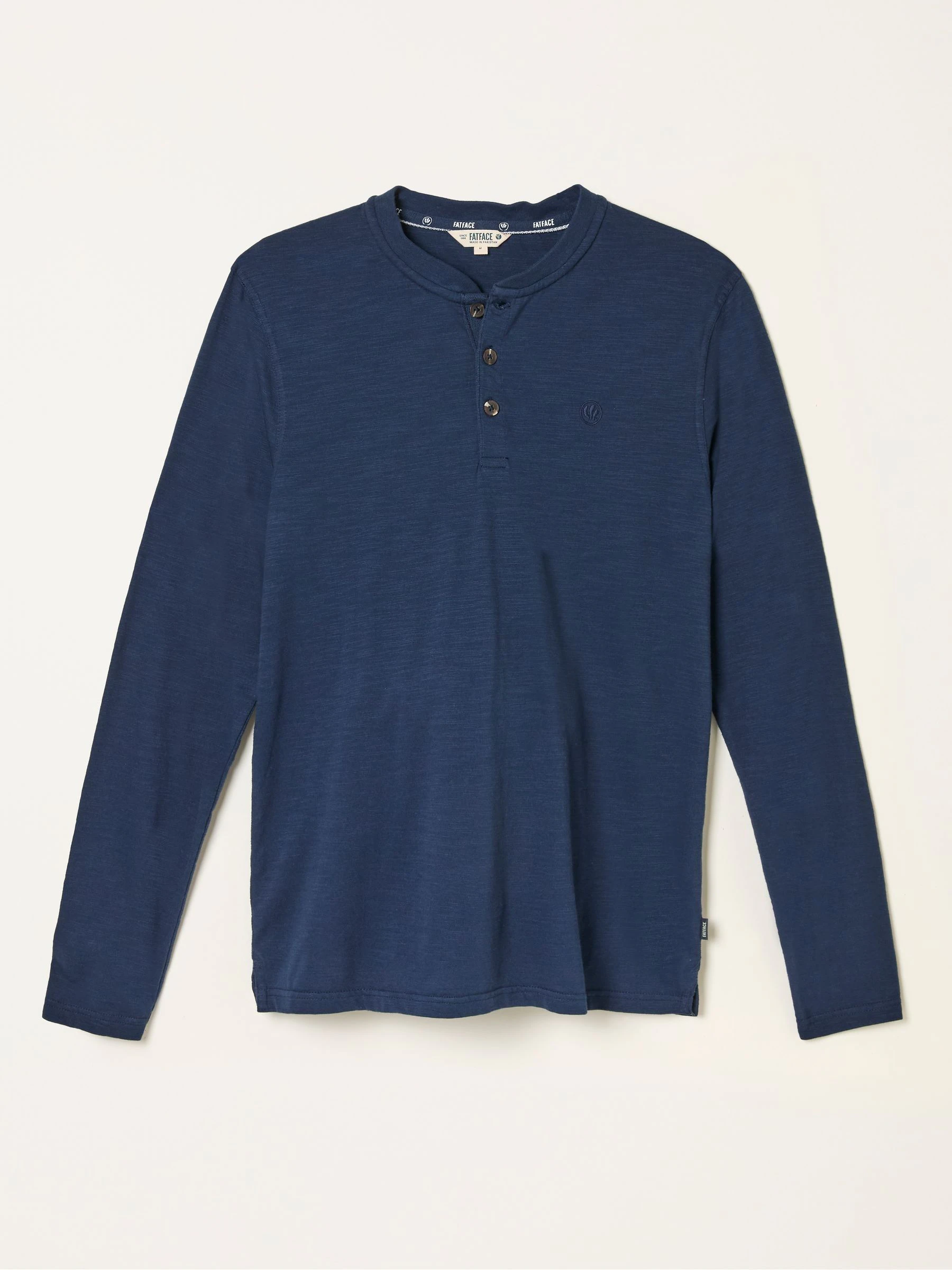 Marineblauw - FatFace Long Sleeve Woodside Slub