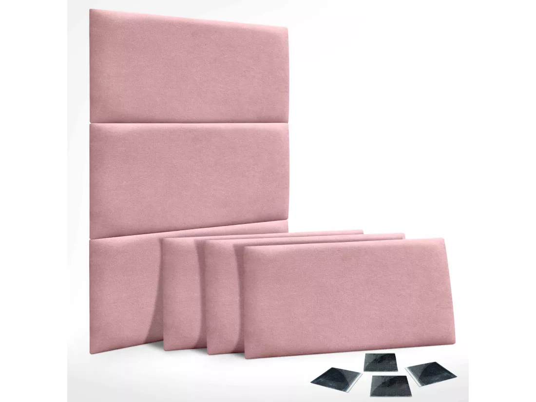 DHOME Lot de 6 Panneaux Rembourrés en Tissu Aqualine Autocollants pour Mur Acoustiques Absorbants Protection contre les Chocs (Rose, 50x30cm, x6)
