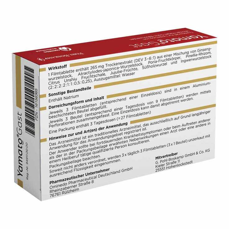 Yamato Gast 265 mg Filmtabletten, 27 St