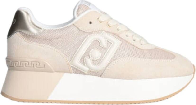 Liu Jo Sportieve Suède Sneakers met Mesh Details Beige Dames