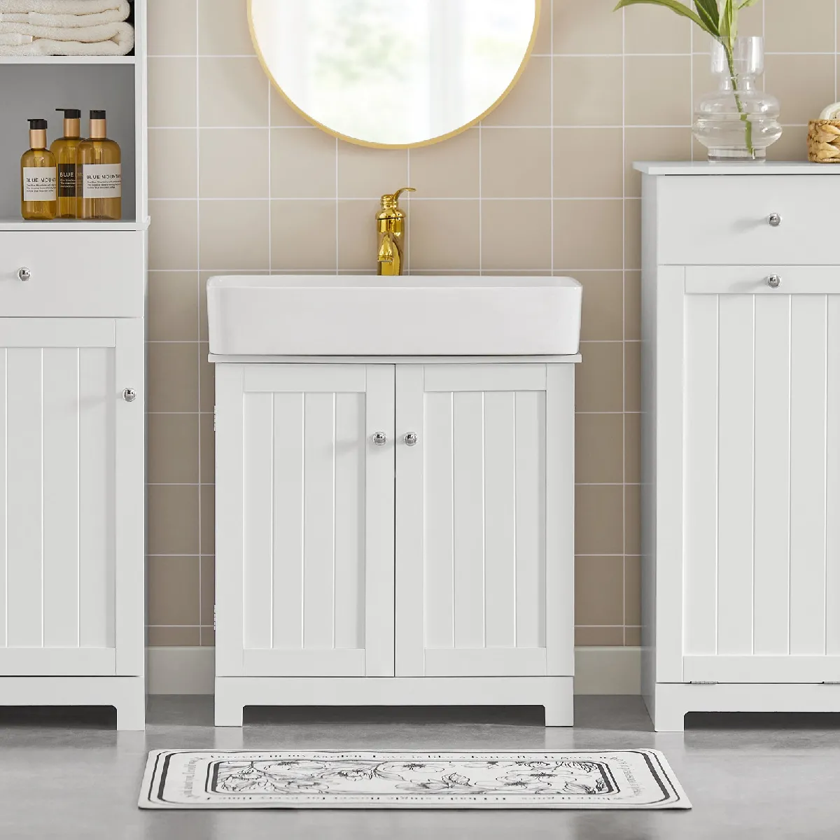 SoBuy BZR18-W Meuble Lavabo 60x29x60 cm