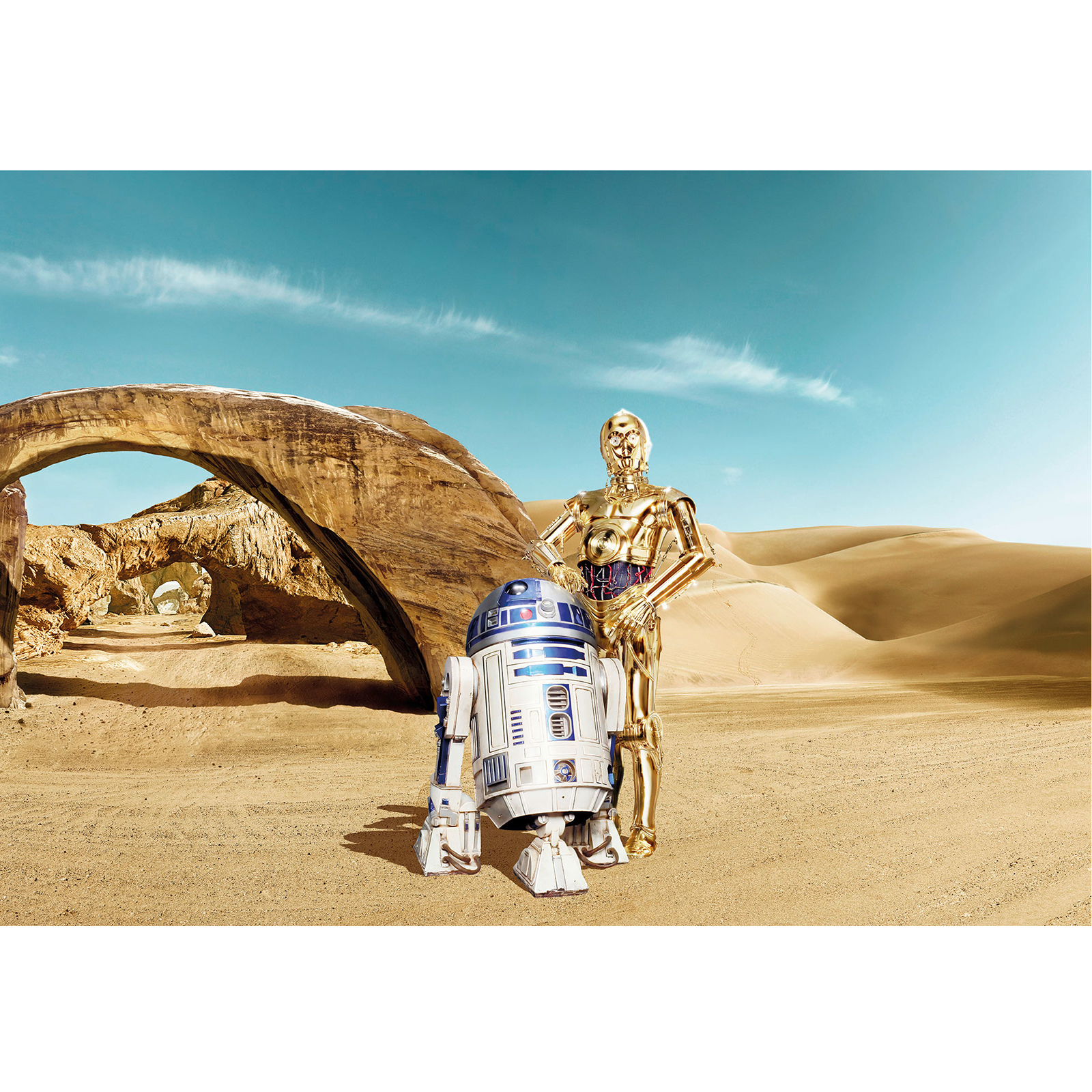 Papier-Fototapete STAR WARS LOST DROIDS - blau-beige-gold - 368x254 cm